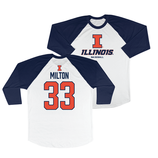 Illinois Baseball 3/4 Sleeve Raglan Tee - Connor Milton #33