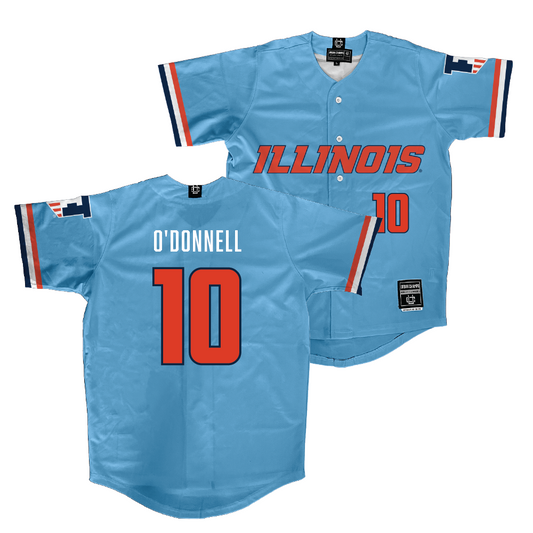 Illinois Light Blue Baseball Jersey  - Aden O'Donnell