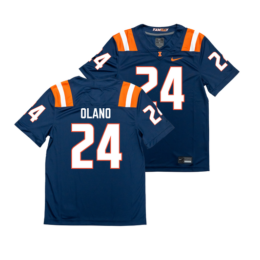 Nike Illinois Navy NIL Game Replica Football Jersey - David Olano