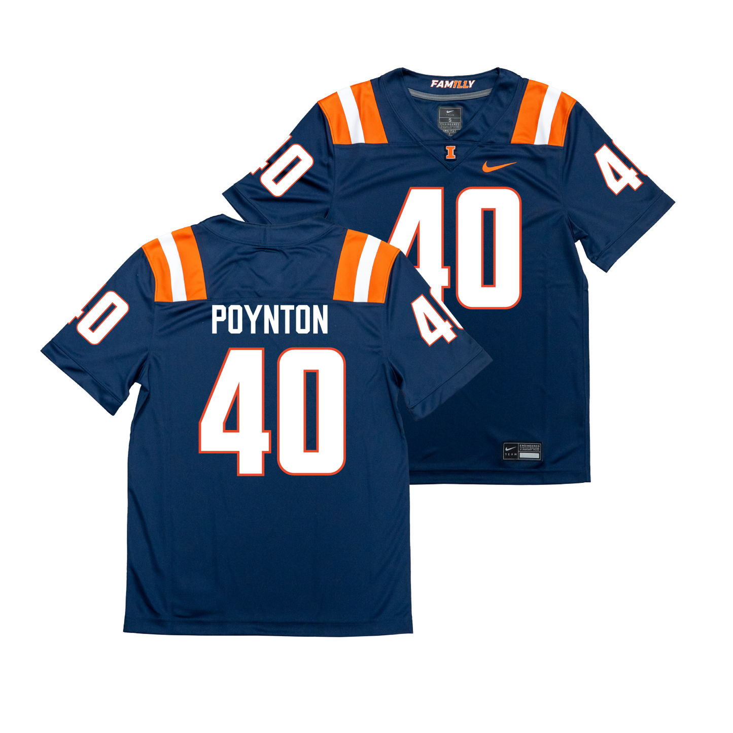 Nike Illinois Navy NIL Game Replica Football Jersey - Ronan Poynton