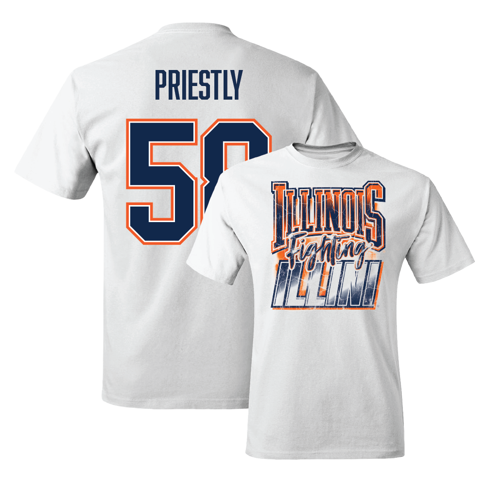 White Illinois Graphic Comfort Colors Tee    - Melvin Priestly