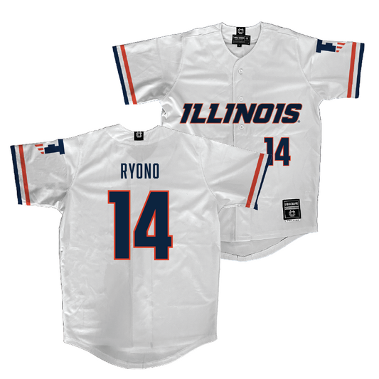 Illinois White Softball Jersey - Kelly Ryono #14