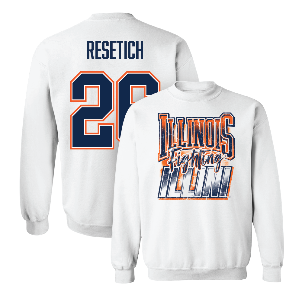 White Illinois Graphic Crew    - Mac Resetich