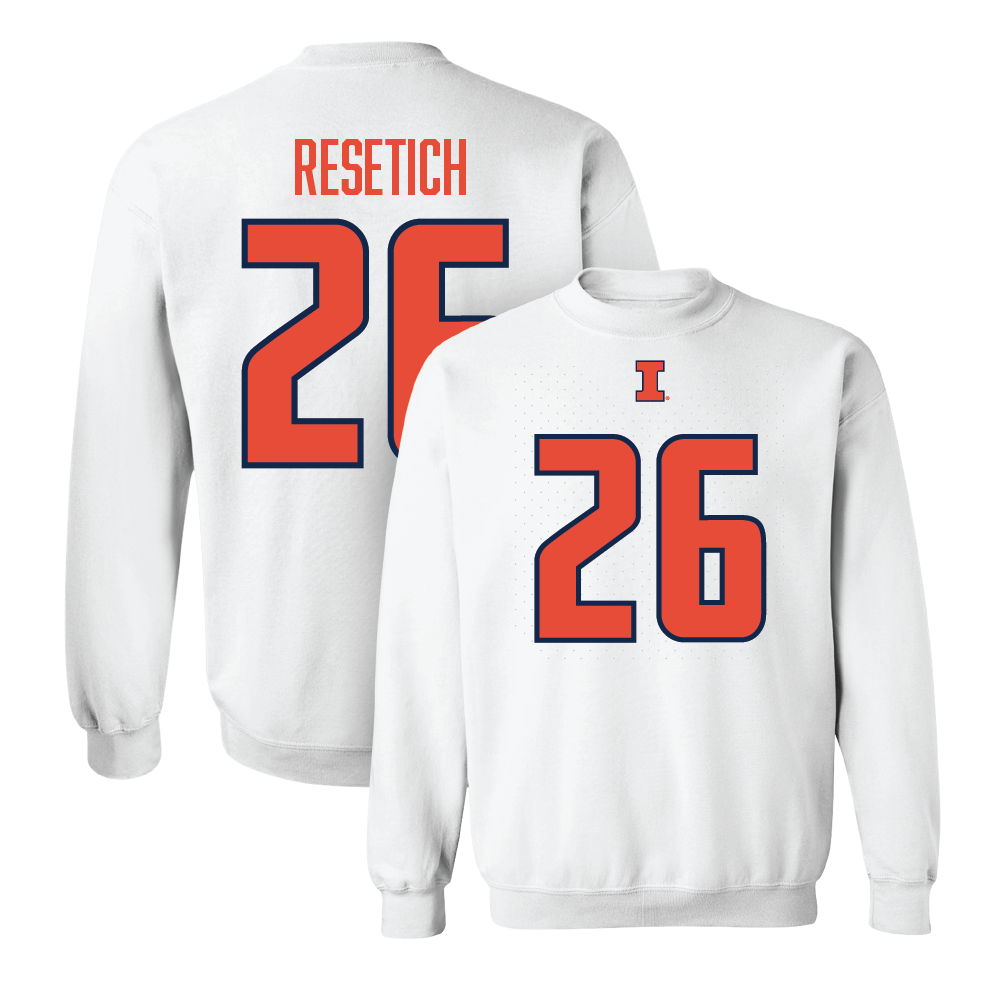 White Illinois Player Crew     - Mac Resetich