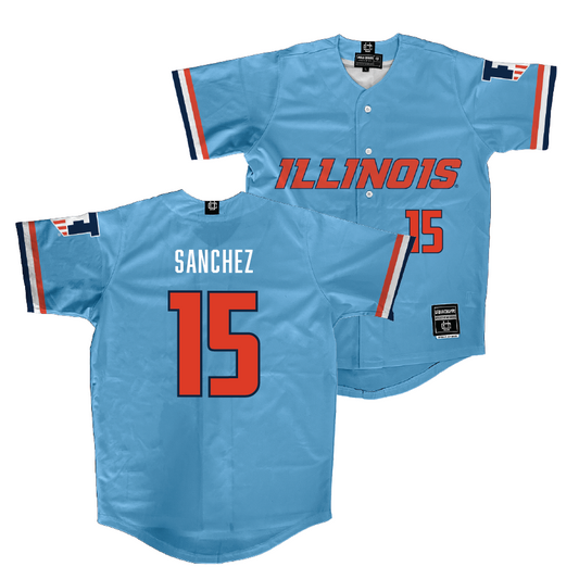 Illinois Light Blue Baseball Jersey - Julius Sanchez #15