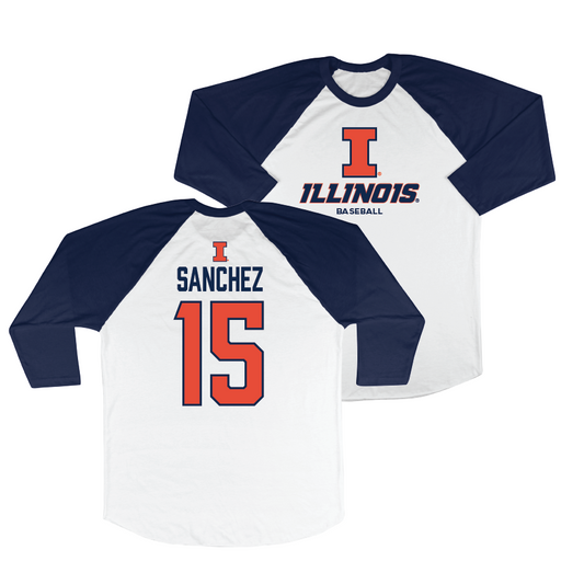 Illinois Baseball 3/4 Sleeve Raglan Tee - Julius Sanchez #15