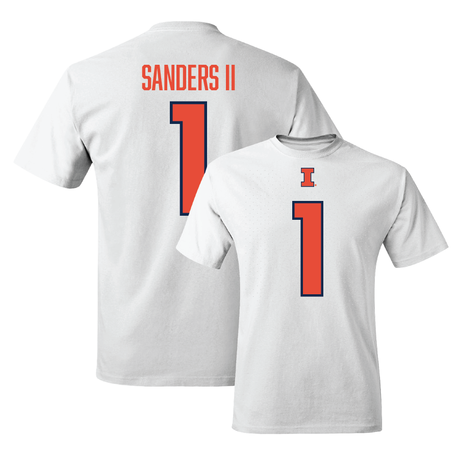 White Illinois Player Tee   - Mario Sanders II