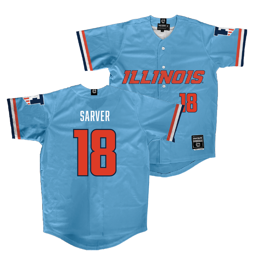 Illinois Light Blue Baseball Jersey - Kellen Sarver #18