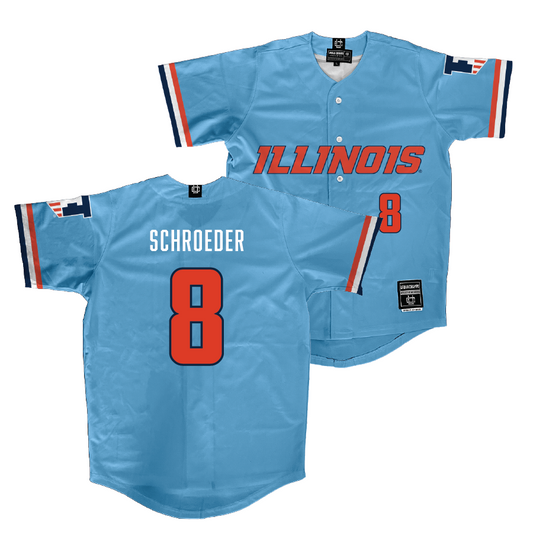 Illinois Light Blue Baseball Jersey - Jacob Schroeder #8