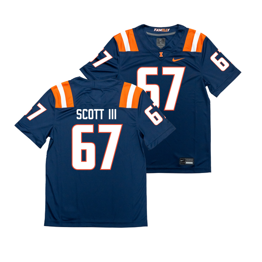 Nike Illinois Navy NIL Game Replica Football Jersey - Steven Scott III