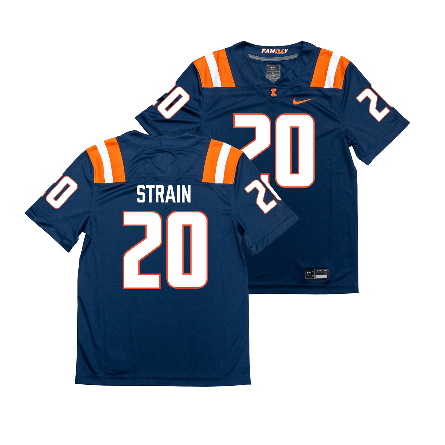 Nike Illinois Navy NIL Game Replica Football Jersey - Tyler Strain #20