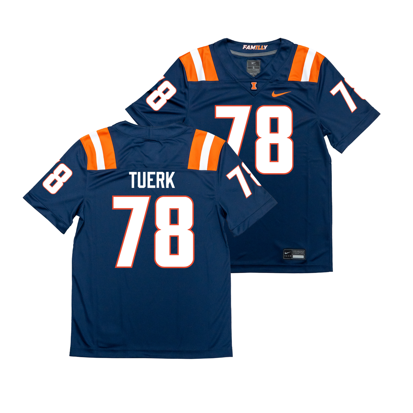 Nike Illinois Navy NIL Game Replica Football Jersey - Eddie Tuerk