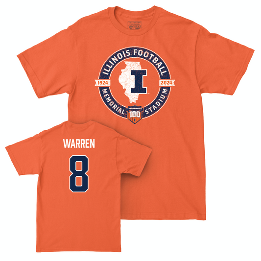 Illinois Football 100th Anniversary Orange Tradition Tee - Jeremiah Warren | #8