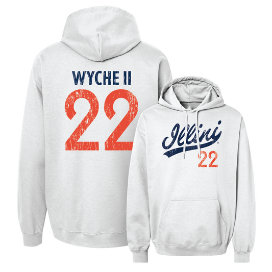 White Illinois Football Script Hoodie     - Cedric Wyche ll