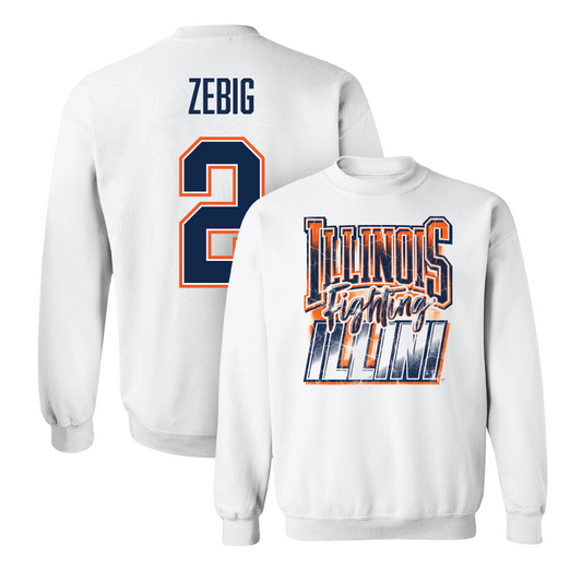 Illinois Baseball White Graphic Crew   - Jack Zebig