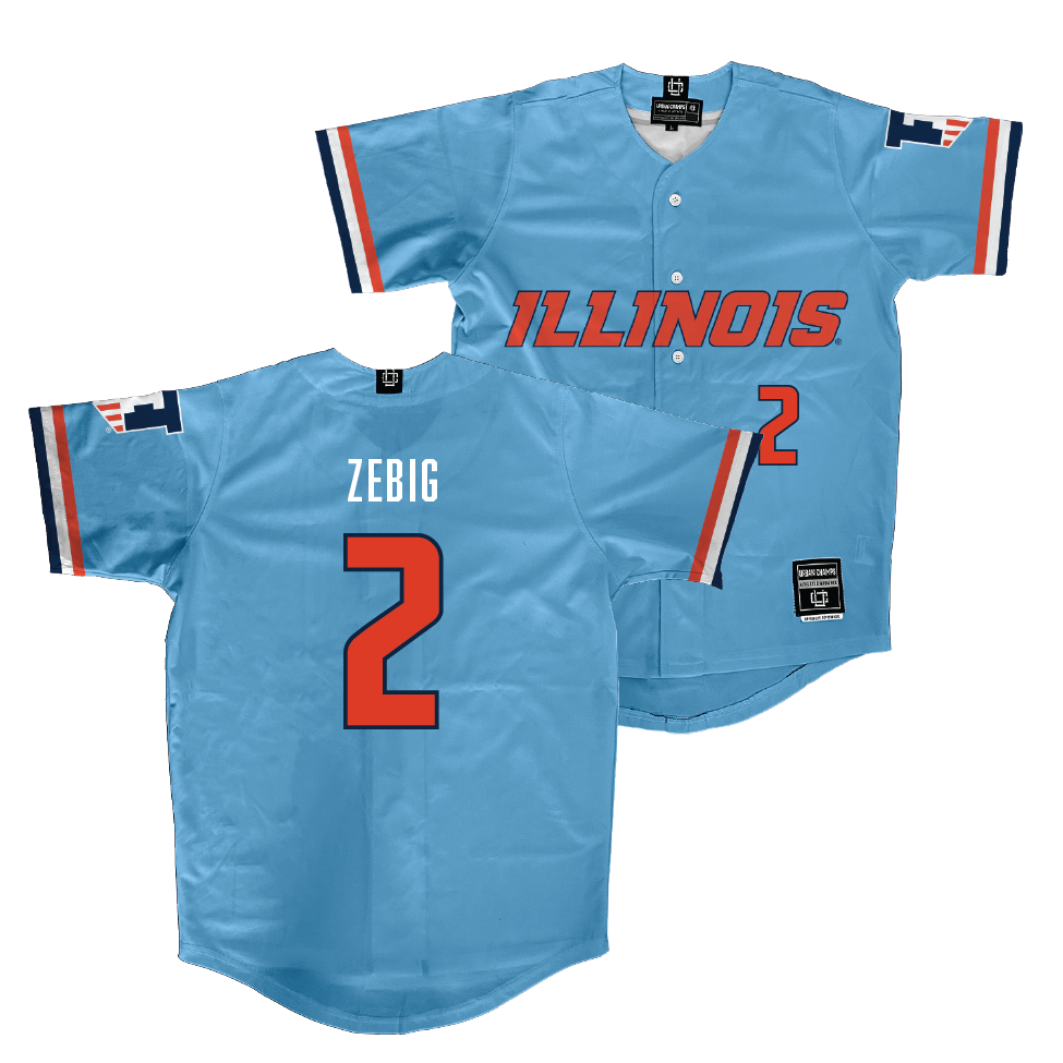 Illinois Light Blue Baseball Jersey   - Jack Zebig