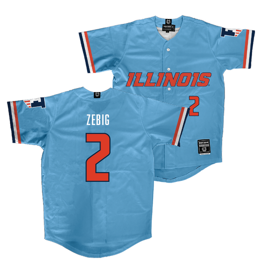 Illinois Light Blue Baseball Jersey   - Jack Zebig