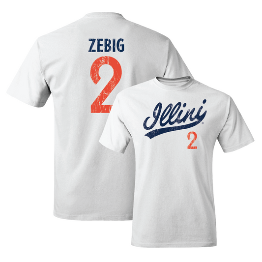 Illinois Baseball White Script Comfort Colors Tee   - Jack Zebig