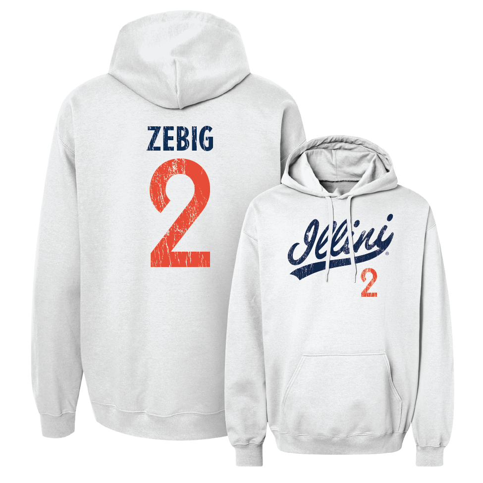 Illinois Baseball White Script Hoodie   - Jack Zebig
