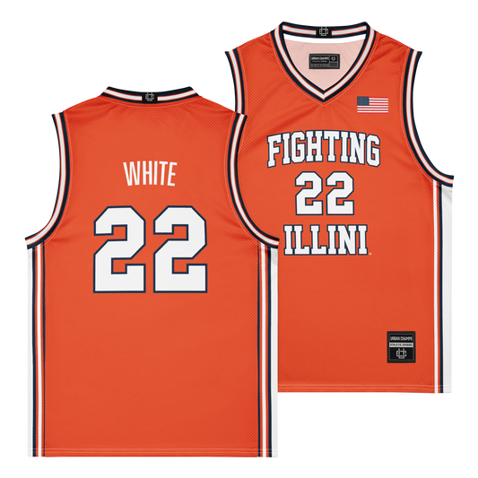 Orange Men's Basketball Illini Jersey  - Tre White