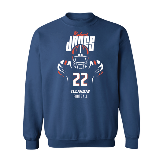 Navy Illinois Football Silhouette Crew    - Robert Jones