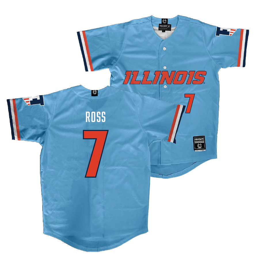 Illinois Light Blue Baseball Jersey   - Grant Ross