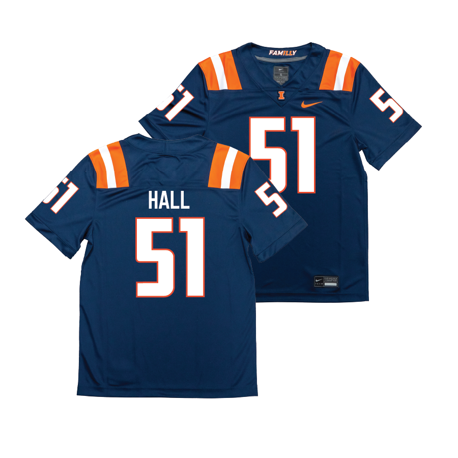 Nike Illinois Navy NIL Game Replica Football Jersey  - Aidan Hall