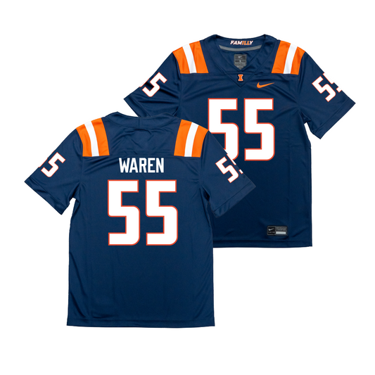 Nike Illinois Navy NIL Game Replica Football Jersey  - Jeremiah Waren