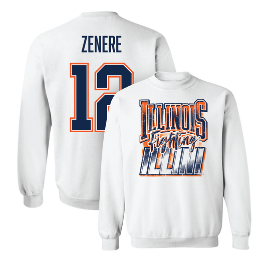 Illinois White Graphic Crew  - Mia Zenere