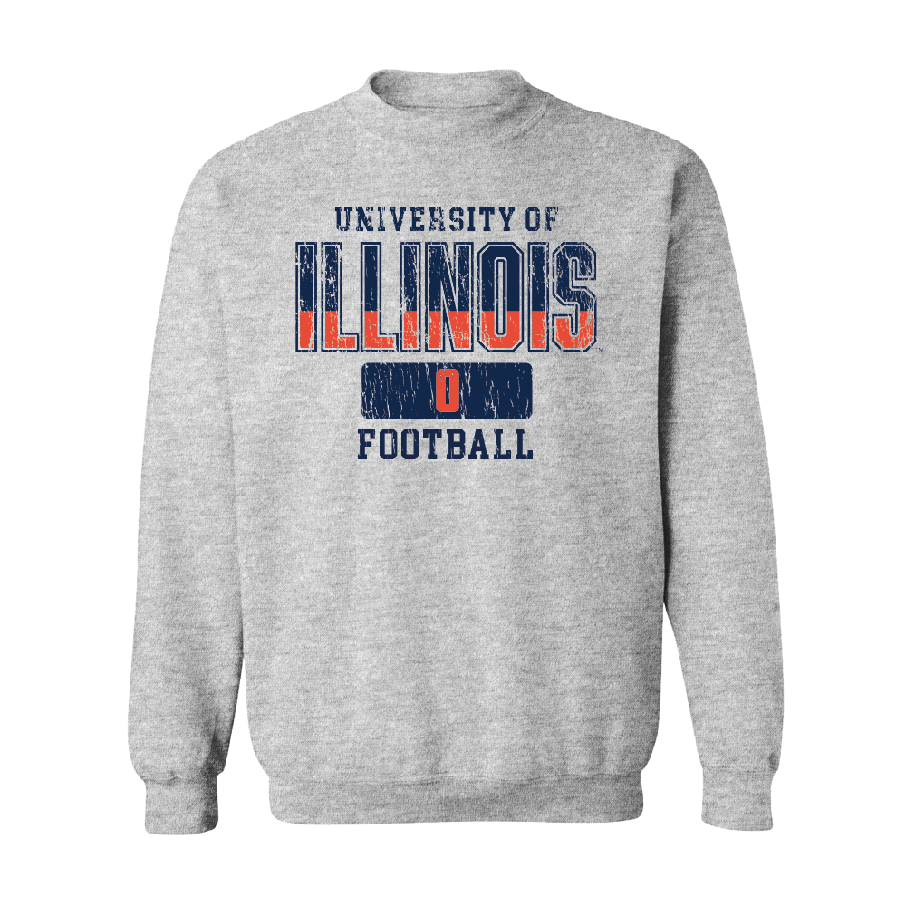 Sport Grey Illinois Football Varsity Crew    - Justin Bowick