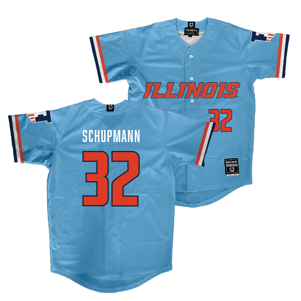 Illinois Light Blue Baseball Jersey   - Kyle Schupmann