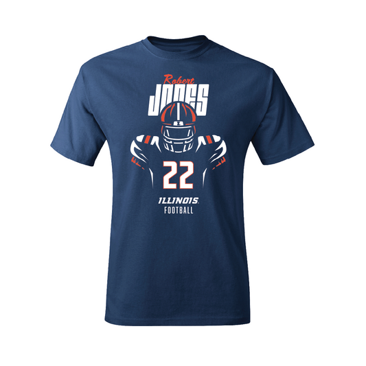 Navy Illinois Football Silhouette Tee    - Robert Jones