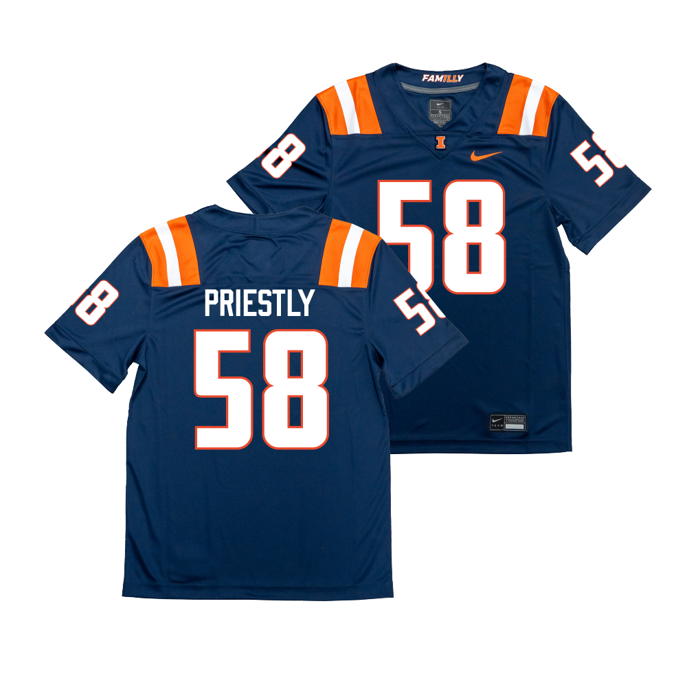 Nike Illinois Navy NIL Game Replica Football Jersey  - Melvin Priestly