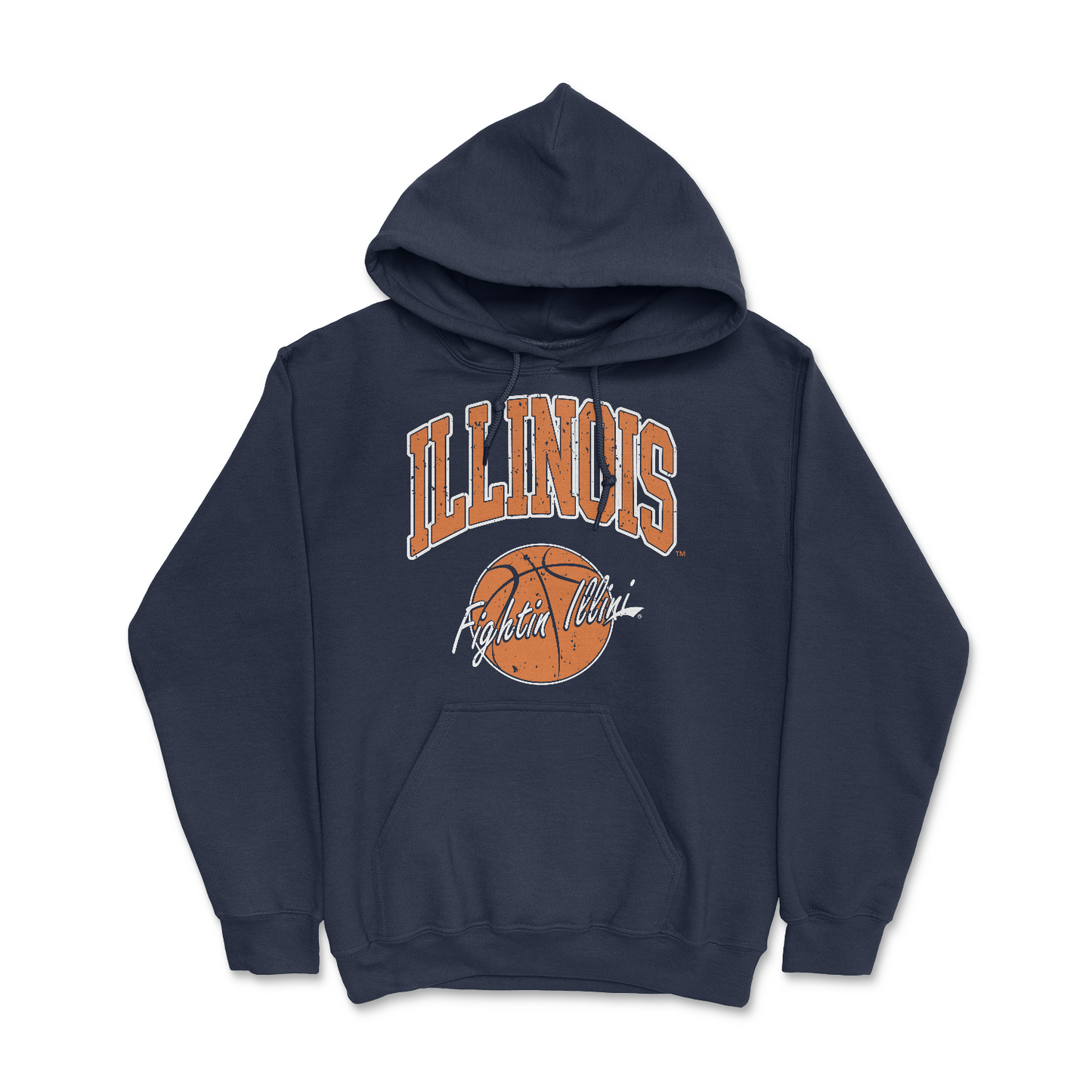Fighting Illini Basketball Navy Classic Vintage Hooded Sweatshirt